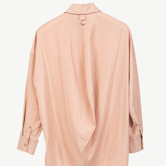 Tibi Toffee Italian Sporty Nylon Cocoon-Back Buttoned Shirt - Picture 3 of 10
